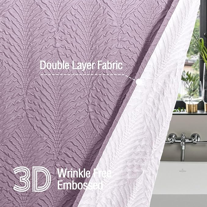 72x84 Extra Long Shower Curtain, Ombre Lavender 3D Embossed Half Bath Curtain