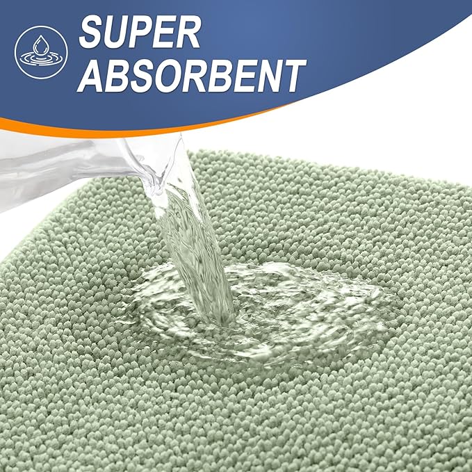 OLANLY Memory Foam Large Bathroom Rug 44x32, Absorbent Bath Mat, Sage Green | Soft Quick Dry Bath Rugs, Non-Slip Carpet, Machine Washable Mat for Bathroom Floor, Tub and Shower, Home Decor Accessories