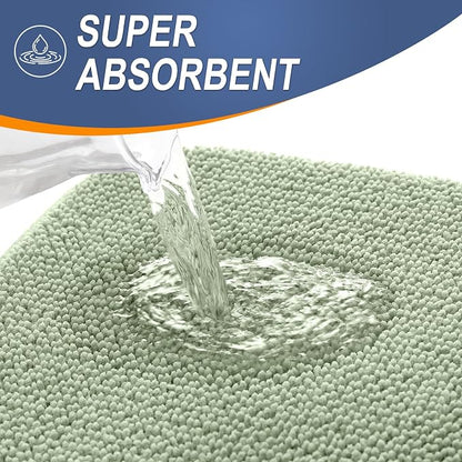 OLANLY Memory Foam Large Bathroom Rug 59x35, Absorbent Bath Mat, Sage Green | Soft Quick Dry Bath Rugs, Non-Slip Carpet, Machine Washable Mat for Bathroom Floor, Tub and Shower, Home Decor Accessories