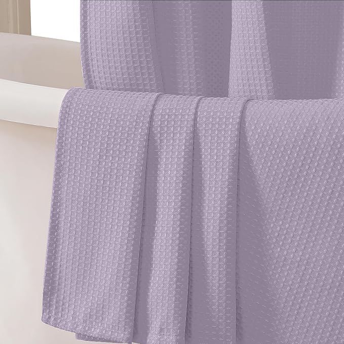 Stall Fabric Shower Curtain Set - 36x72W, Waffle Weave 230GSM Heavy Duty Small Shower Curtains for Narrow Stall Size, Machine Washable Bath Curtain with 12 Plastic Hooks, Lavender