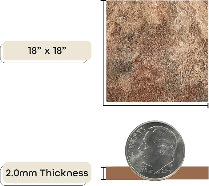 Majestic Self Adhesive 18-Inch Square Vinyl Floor Tiles, 10 Tiles - 18" x 18", Rustic Copper Slate Pattern - Peel & Stick, DIY Flooring for Kitchen, Dining Room & Bathrooms by Achim Home Decor