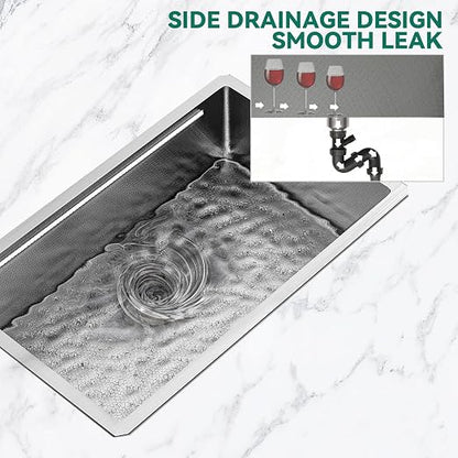 YITAHOME 32x19inch Undermount Kitchen Sink Workstation, 304 Stainless Steel Single Bowl Drop in Sink with Accessories, Honeycomb Surface Design Scratches Resistant