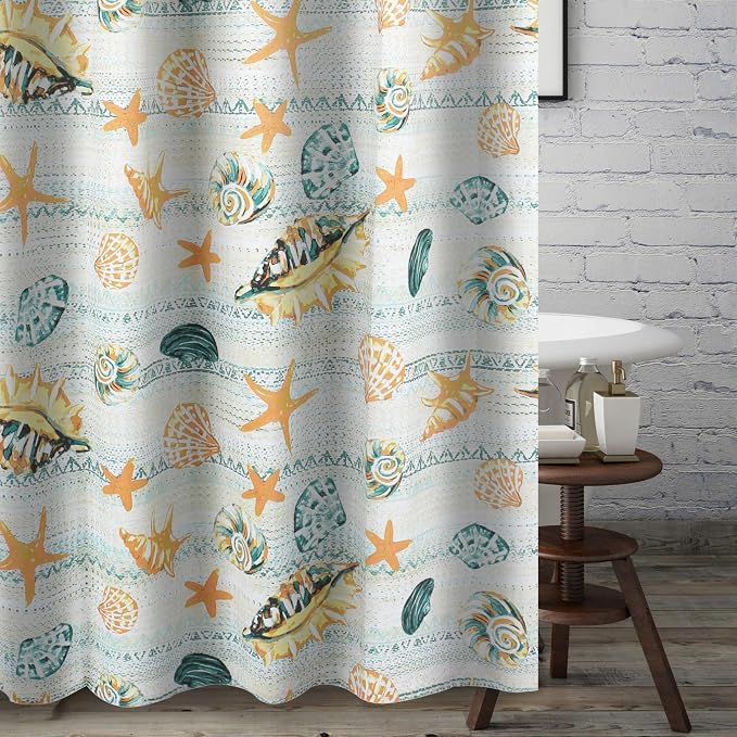 Greenland Home Fashions Fabric Sensations Shower Curtain, Stylish Bathroom Decor, Machine Washable, 72 inches x 72 inches, Kona