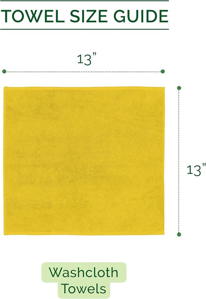 Elegant Comfort 100% Turkish Cotton Corduroy Ribbed Luxury Washcloths 6 Pack Soft 13 x 13 Inch - Higly Absorbent, Durable, Quick Dry, Spa Premium Hotel Quality for Bathroom or Travel, Yellow