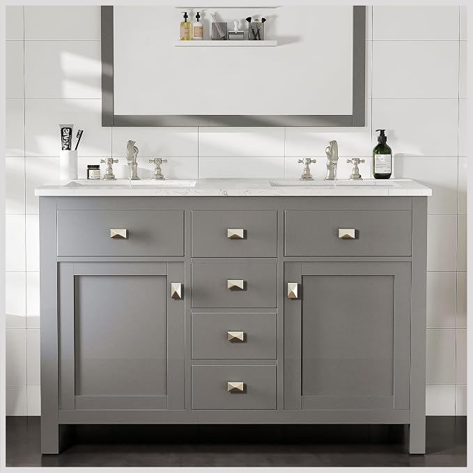 Artemis 48 in. Gray Double Sink Bath Vanity with Engineered Top and Undermount Porcelain Sinks