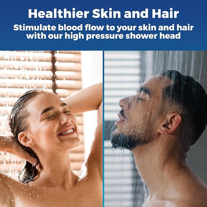 Shower Head - High Pressure 2.5 GPM - Matte Black | Anti-clog silicone nozzles, removable restrictor, easy-clean fixed replacement