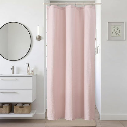 Pink Stall Shower Curtain 36 x 72 Inch, Textured Soft Fabric Waffle Narrow Size Modern Shower Small Curtain for Bathroom Hotel, Machine Washable, Water Resistant, 36Wx72L Inches