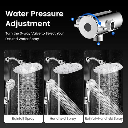 10" Rain Shower Head with Handheld Spray, Dual High Pressure Showerhead | Rainfall Shower Heads Combo with Multi Spray, Detachable Hand Showerhead Set with 71 Inch Shower Hose & Extra Holder