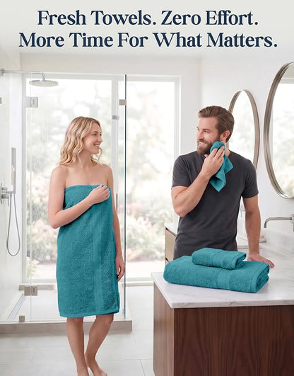 LANE LINEN Bath Towel Set 100% Cotton 6 Piece Soft Absorbent - Sea Port | Towel Set Of 6 - Ring-Spun Cotton, Terry Weave Comfort, Long-Lasting Comfort, Hotel-Style Look, Gets Softer With Every Wash