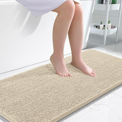 OLANLY Large Bathroom Rugs 50x30, Extra Soft Absorbent Chenille Bath Rugs | Sand, Quick-Drying Rubber Backing, Machine Washable Bath Mat for Bathroom Floor, Tub and Shower, Home Decor Accessories