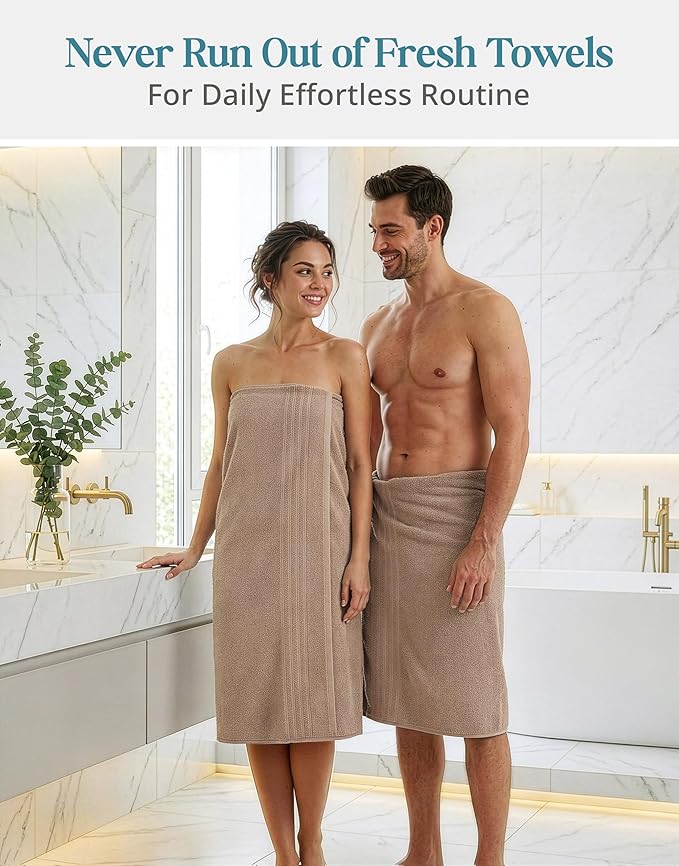 Casa Platino 100% Cotton Bath Towels Set of 4 (30"x60") - Ringspun Cotton Bathroom Towel Sets - Quick Dry, Very Soft & Absorbent Large Shower Towels for Bathroom - Sustainabaly Produced - Tawny Brown