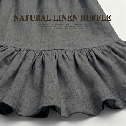 Farmhouse Shower Curtain Ruffle Linen Flax Dark Gray 72" W x 72" L | Linen Fabric, Farmhouse Boho, Bottom Ruffle, Rustic, Country, Natural Look, Washable, Shower Curtain for Bathroom Bathtub