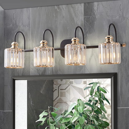 4-Light Bathroom Light Fixtures, Crystal Vanity Lights for Bathroom Modern Wall Light Fixture Above Mirror