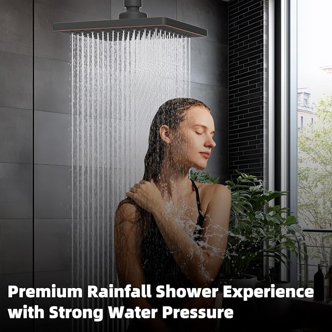 Hibbent cUPC Certified Thick Metal 6'' Rain Shower Head, Oil Rubbed Bronze | High Pressure Shower Head, Bathroom Waterfall Shower Heads, High Flow Fixed Showerheads with Adjustable Brass Ball Joint