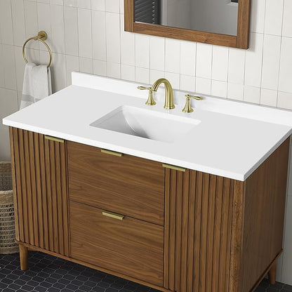 OVE Decors Indy 48 in. Undermount Single Sink Bathroom Vanity with White Engineered Marble Top, Warm Walnut