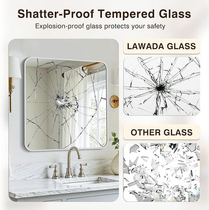 Vanity Bathroom Mirror, 30”x30” Silver Bathroom Mirror for Over Sink | HD Tempered Glass, Anti-Rust Frame, Wall Mirrors for Bathroom Sink, Living Room, Entryway, Bedroom