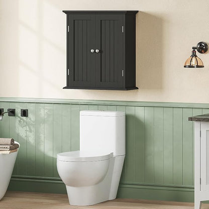 ChooChoo Bathroom Wall Cabinet Set of 2, Over The Toilet | 8.8"D x 21.1"W x 24"H, Medicine Cabinet, 2 Door and Adjustable Shelves, Cupboard, White