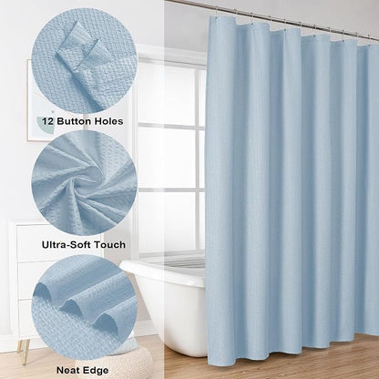 Berry Cute Shower Curtain, Embossed Textured Fabric Shower Curtain for Bathroom - Soft Cloth & Hotel Spa Luxury, Water Repellent, Machine Washable Shower Curtain, 72X72, Glacier Blue