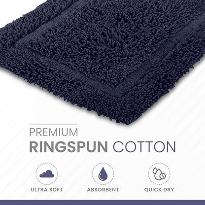 Martex 100% Cotton Ringspun Bath Rug | Super Soft | Super Absorbent | Essential Bathroom Rugs | Non-Slip Bath Mat | Quick Drying Bath Mat | Navy