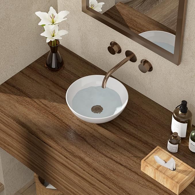 13"x13" Bathroom Vessel Sink Modern Small Round Above Counter White Ceramic Vessel Vanity Sink Art Bowl Basin