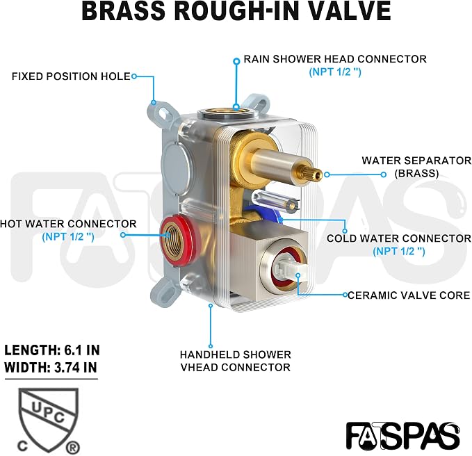 Brushed Nickel Shower System with 12-Inch Rain Showerhead and Handheld | Innovative air-injection technology for low pressure, high-flow rate up to 3.22 GPM ensuring powerful consistent stream
