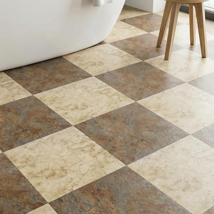 Peel and Stick Floor Tile 12 x 12 Inch Self Adhesive Marble Vinyl Flooring | waterproof and removable sticker tiles, 20-pack covers 20 Sq. Ft, DIY tiles for bedroom, bathroom, kitchen and dining room