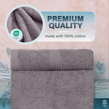 Luxe 2-Piece Bath Towel Set – Large Soft Cotton Towels, Absorbent, Durable & Skin-Friendly, Machine Washable, 27 x 54 in, Stone Grey
