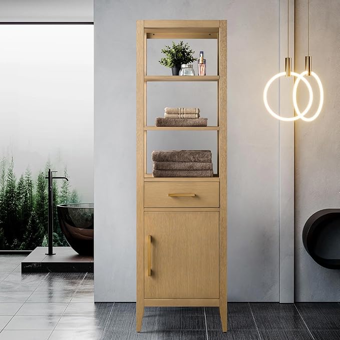 Vanity Art 21 inch Bathroom Vanity with Storage Cabinet & Shelves, Storage Cabinet with Soft-Closing Doors, VA90-LC-NO-GB1