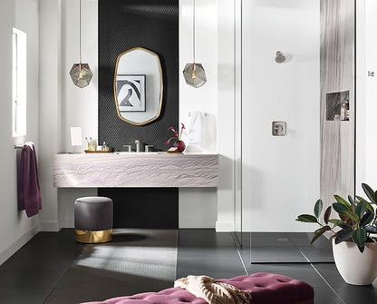 Moen Genta LX Pressure Balancing Eco-Performance Modern Shower Trim with Showerhead and Lever Handle, Posi-Temp Valve Required, Brushed Nickel, T2472EPBN