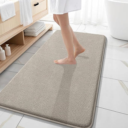 OLANLY Memory Foam Bathroom Runner Rugs 47x20, Long Bath Mats, Warm Taupe | Soft Quick Dry Bath Rugs, Non-Slip, Absorbent Machine Washable Mat for Bathroom Floor, Tub and Shower, Home Decor Accessories