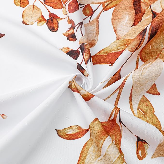 Orange Eucalyptus Shower Curtain, Watercolor Floral Print, 36x72 | Watercolor Plant Leaves Floral Print, Waterproof Fabric Bathroom Decor, Machine Washable, Rustproof Grommets