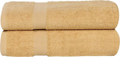 Superior 2-Piece Cotton Bath Sheet Set, Large Towels for Body, Quick Dry, Bathroom Essentials, Guest/Master Bath, Shower, Home Accessories, Apartment, Airbnb, Franklin Collection, Gold