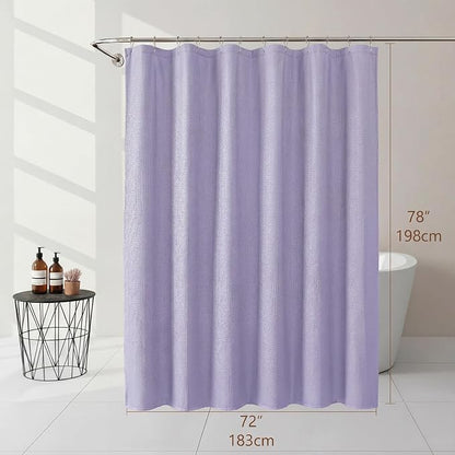 Fabric Shower Curtain 78 Inch Length 1 Piece, Embossed Textured Waffle Cloth Shower Curtains for Bathroom Modern Hotel Spa, Water Resistant Machine Washable, Lavender, 72Wx78L Inches