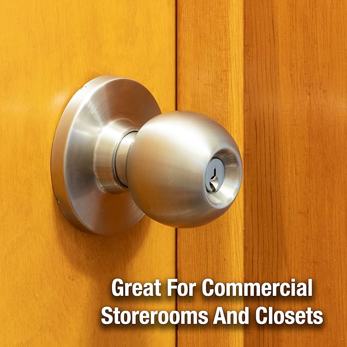 Master Lock BLC0232DKA4 Storeroom Cylindrical Ball Knob, Commercial Grade 2, Brushed Chrome Finish