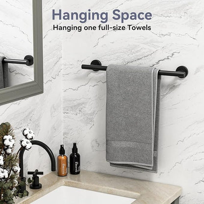2 Pack Matte Black Towel Bar, 18 Inch Bathroom Towel Rack | Towel Holder Wall Mounted, Thicken SUS304 Stainless Steel Towel Rod Modern Home Decor (Total Length 20-Inch)