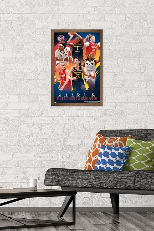 Trends International WNBA Indiana Fever -Team 24 Wall Poster, 22.4L x 14.7W, Bronze Framed Version