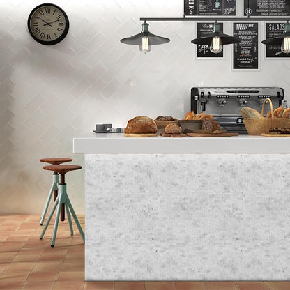 SUNWINGS 5-Sheet Peel and Stick Mosaic Natural 3D Stone Self Adhesive Marble Tiles, 10.63" x 11.22" Stick on Backsplash for Kitchen Bathroom Fireplace Vanity, Mixed Gray