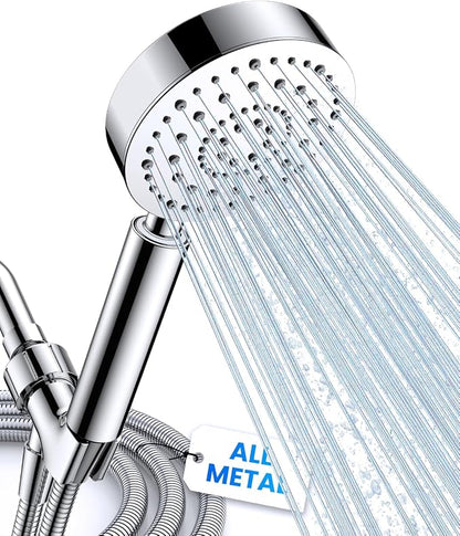 All Metal Handheld Shower Head with 72" Hose, High Pressure Shower Heads | 6 Spray,Stainless Steel Showerheads,Built-in Pause Mode,Hand HeId Showerhead,Non-Clogging Nozzles,Adjustable Brass Holder