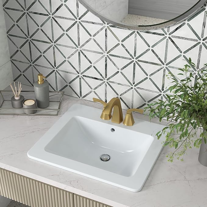 MSI White 21.00 in. (Width) X 18.3125 in. (Height) Rectangle Porcelain Overmount Vanity Sink
