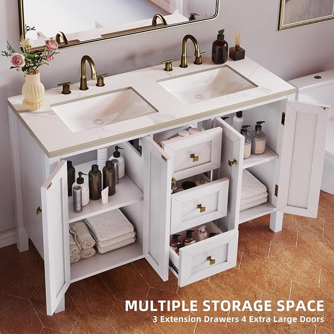 DWVO 47 Inch Bathroom Vanity with Double Sink | Bathroom Storage Cabinet