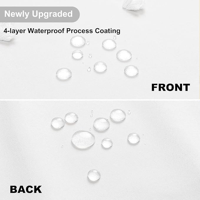 LilyCat Stall Tufted Floral Shower Curtain with Tassel, White, 36" x 72" | Waterproof Boho Fabric Shower Curtain Set with Hooks, Cute Rustic Vintage Bathroom Décor, Minimalist Cloth Bathroom Curtain