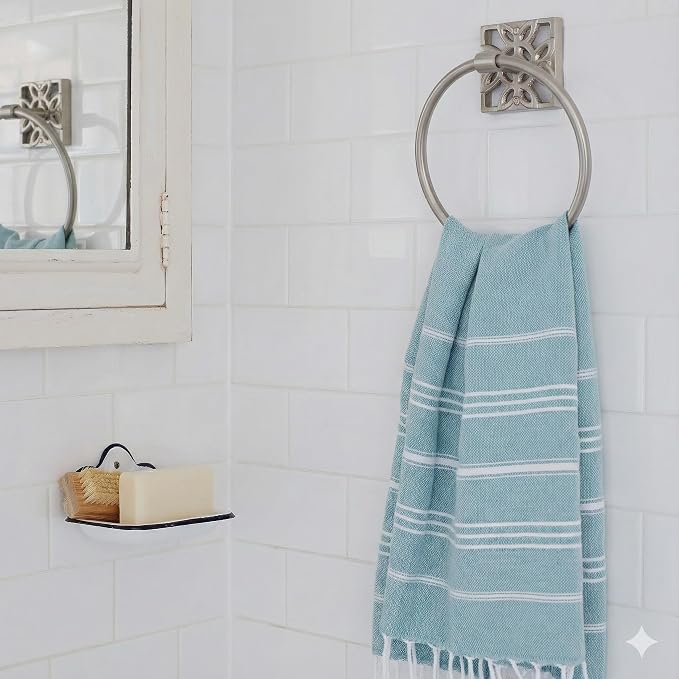 Autumn Alley 5 Pieces Nickel Bathroom Accessories Set, Wall Mounted – Silver Toilet Paper Holder, Chrome Bath Towel Holder, Brushed Nickel Towel Ring & Silver Bathroom Hardware Set Complete