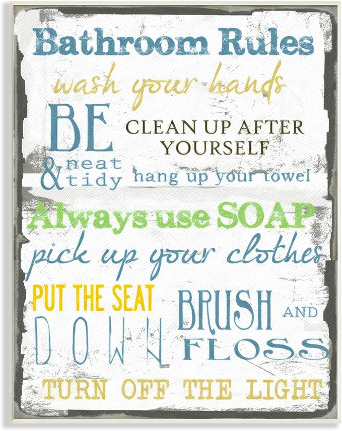 'The Stupell Home Decor 'Bathroom Rules ''| Wall Plaque Art