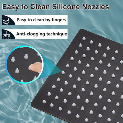 Midanya Square Rain Shower Head,High Pressure,Oil Rubbed Bronze 6 Inch | 360°Swivel,Ceiling or Wall Mount,Waterfall Full Body Coverage,Bathroom Remodel,Stainless Steel Large Rainfall Shower Head