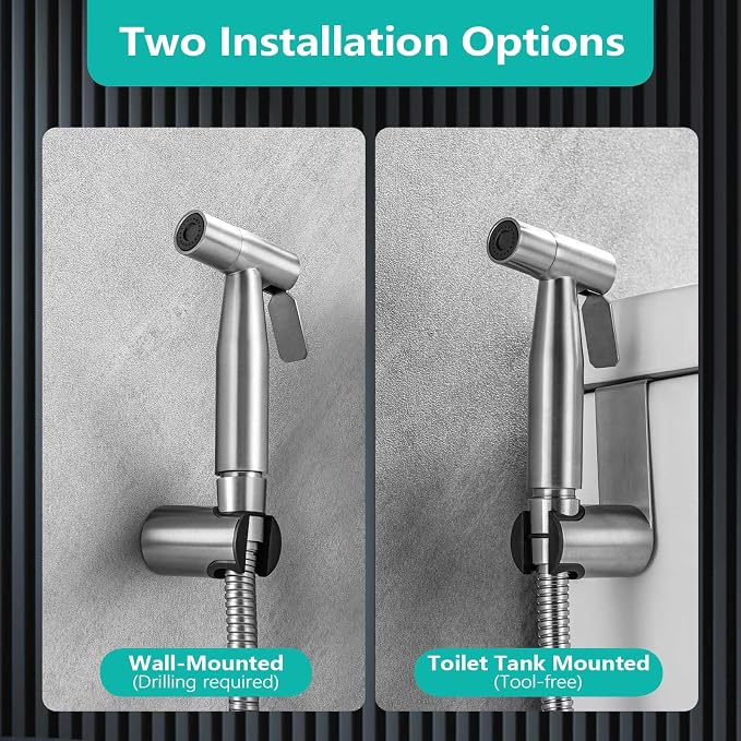 BARROCK 2 Pack Bidet Sprayer for Toilet, Handheld Jet Spray for Exist Toilets, Adjustable Water Pressure Muslim Shower Bidet Attachment Set, Cloth Diaper Sprayer for Baby/Feminine Wash Brushed Nickel