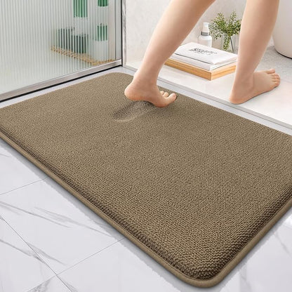 OLANLY Thick Memory Foam Bathroom Rugs 36x24, Soft Absorbent Bath Mat, Tan | Quick Dry Bath Rugs, Non-Slip Carpet, Machine Washable Mats for Bathroom Floor, Tub and Shower, Home Decor Accessories