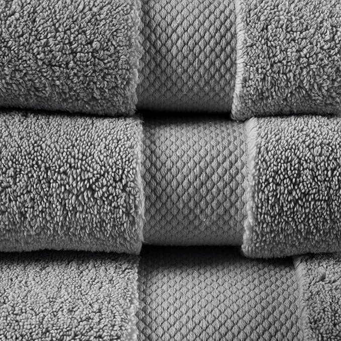 Madison Park Signature Splendor Luxury 100% Cotton Bathroom Towel Set - Soft, Plush 1000 GSM Heavyweight Hotel Quality, Zero Twist, Highly Absorbent, Quick Dry, Multi Sizes, Charcoal 6 Piece