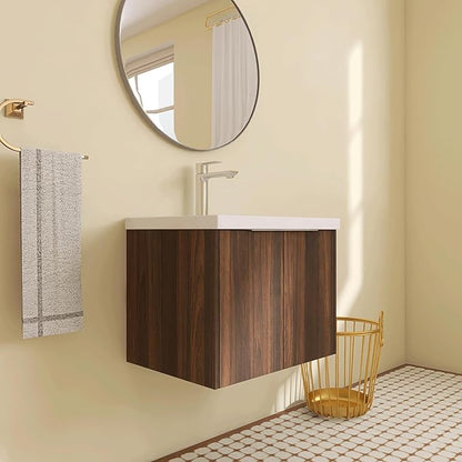 24" Bathroom Vanity with Sink, Single Sink Modern Bathroom Vanities Set, Wall-Mounted Bathroom Vanity, Floating Soft Close Door