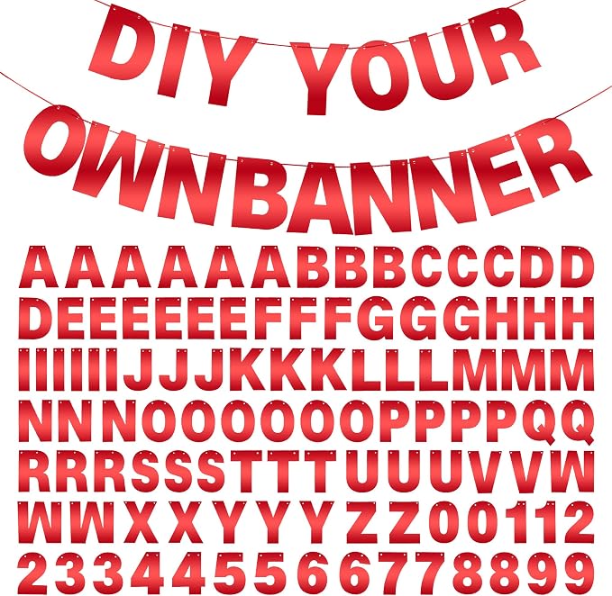 DIY Banner Kit with Letters Bright Red Customizable Birthday Banners Graduation Banner Custom Party Hanging Banners for Graduation Wedding Party Baby Shower Decoration (Bright Red)