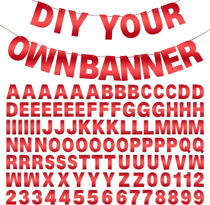 DIY Banner Kit with Letters Bright Red Customizable Birthday Banners Graduation Banner Custom Party Hanging Banners for Graduation Wedding Party Baby Shower Decoration (Bright Red)